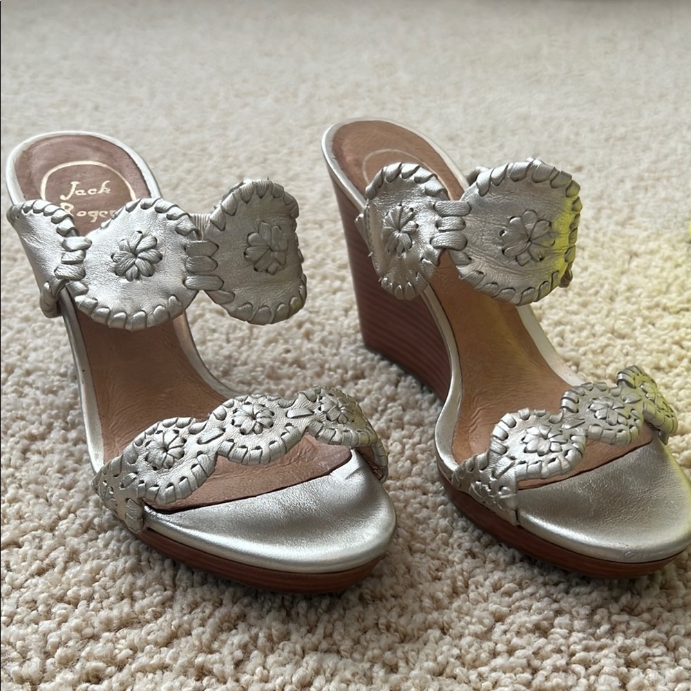 Jack Rogers Platinum Wedge Sandals